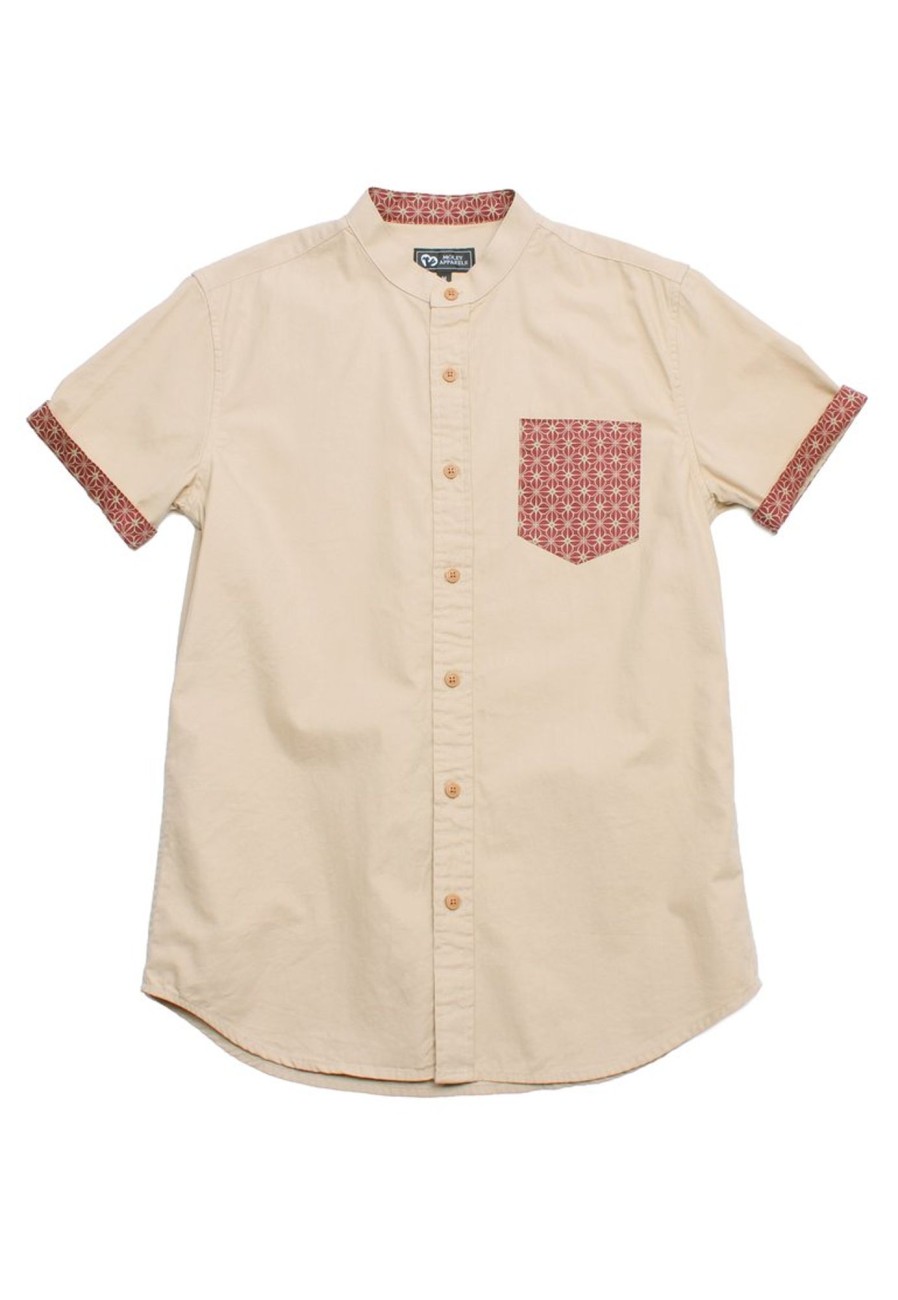 Matching Sets moleyapparels | Motif Detailed Pocket Premium Short Sleeve Shirt Khaki (Men'S Shirt)