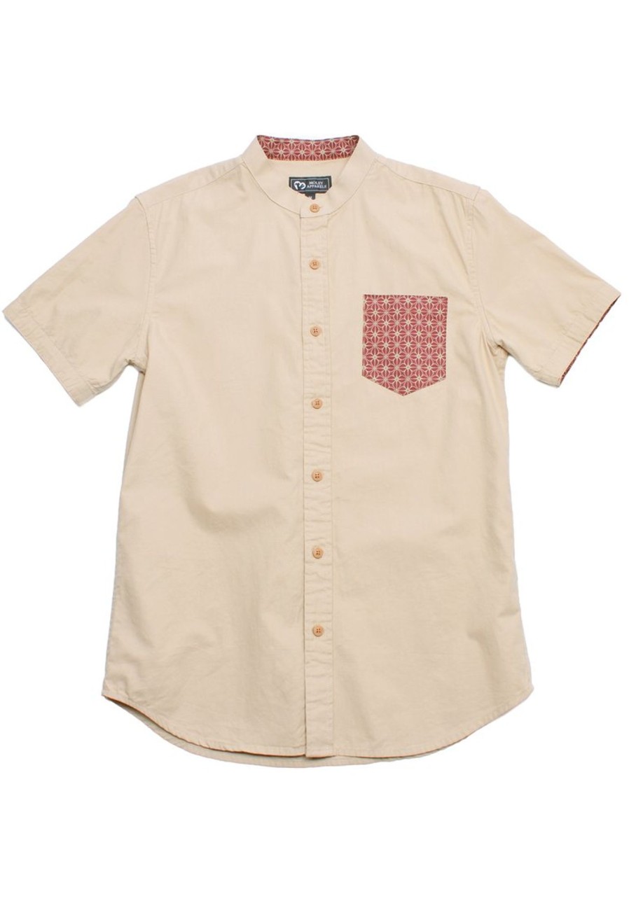 Matching Sets moleyapparels | Motif Detailed Pocket Premium Short Sleeve Shirt Khaki (Men'S Shirt)