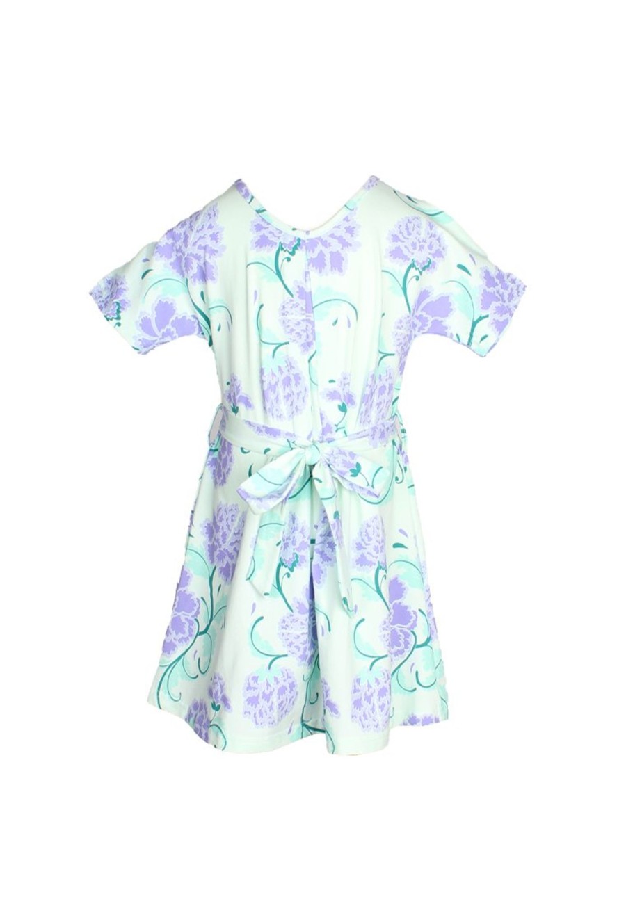 Matching Sets moleyapparels | Peont Floral Print Girl'S Flare Dress Cyan