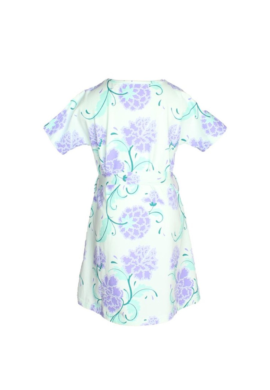 Matching Sets moleyapparels | Peont Floral Print Girl'S Flare Dress Cyan