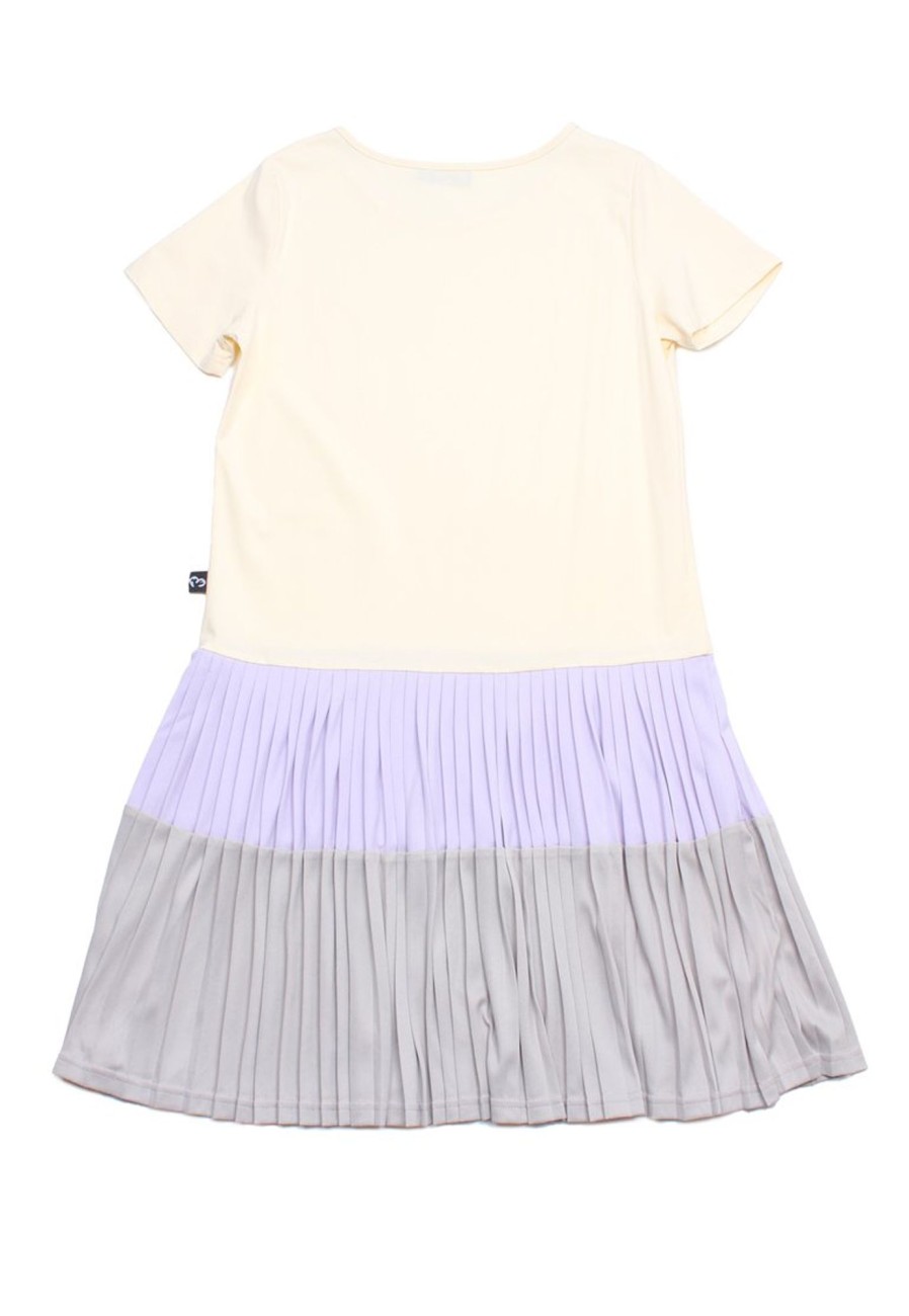 Matching Sets moleyapparels | Colour Block Tiered Ladies Pleated Ladies Dress Cream