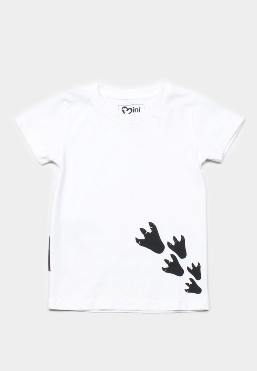 Boys moleyapparels | Dino Footprint T-Shirt White (Boy'S T-Shirt)