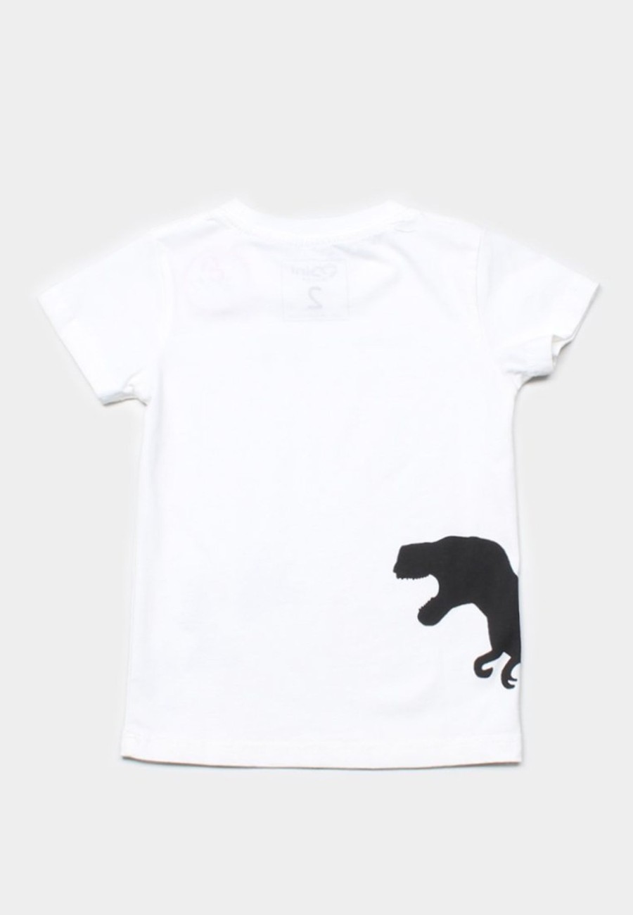 Boys moleyapparels | Dino Footprint T-Shirt White (Boy'S T-Shirt)