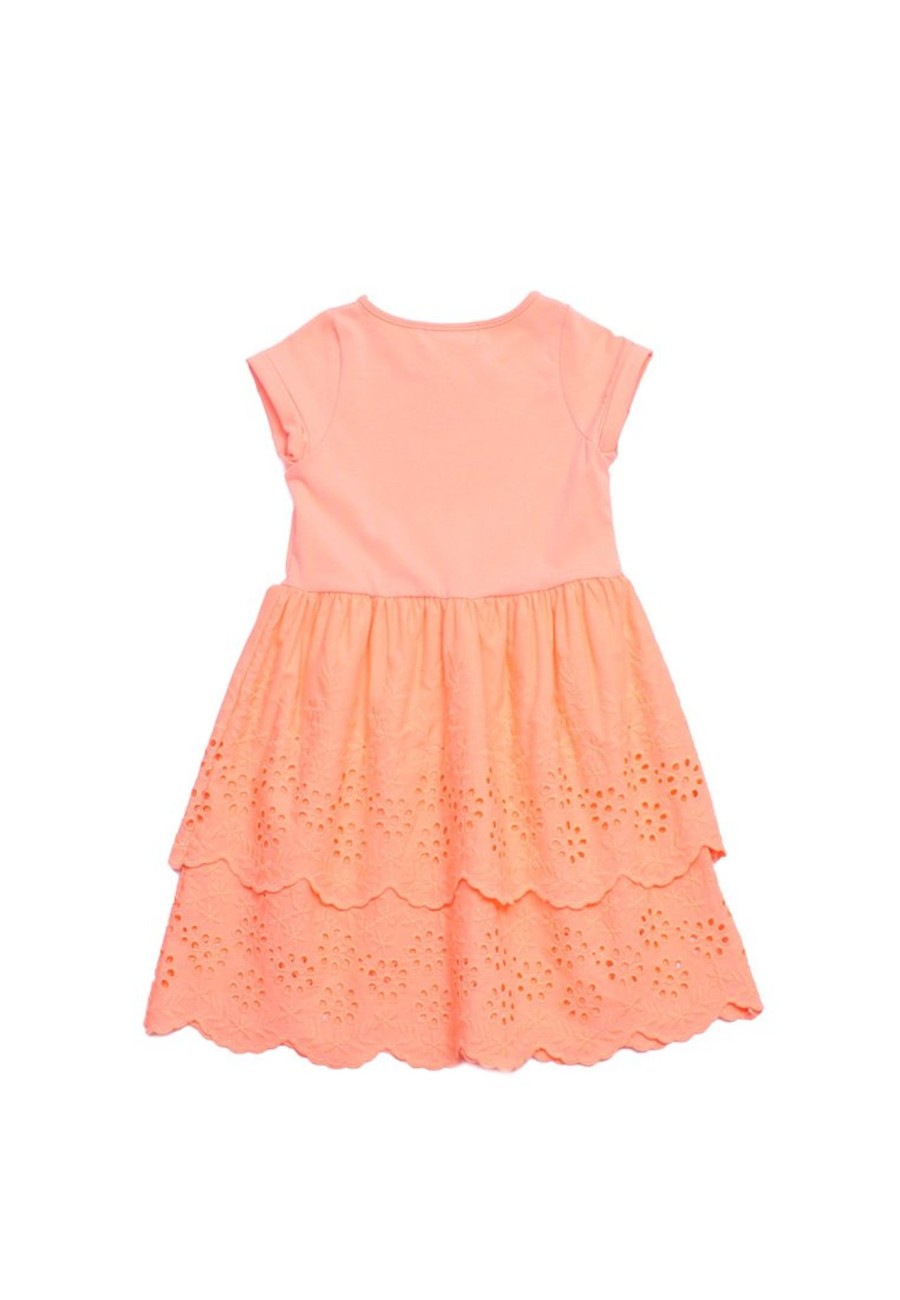 Girls moleyapparels | Eyelet Layered Premium Girl'S Dress Pink