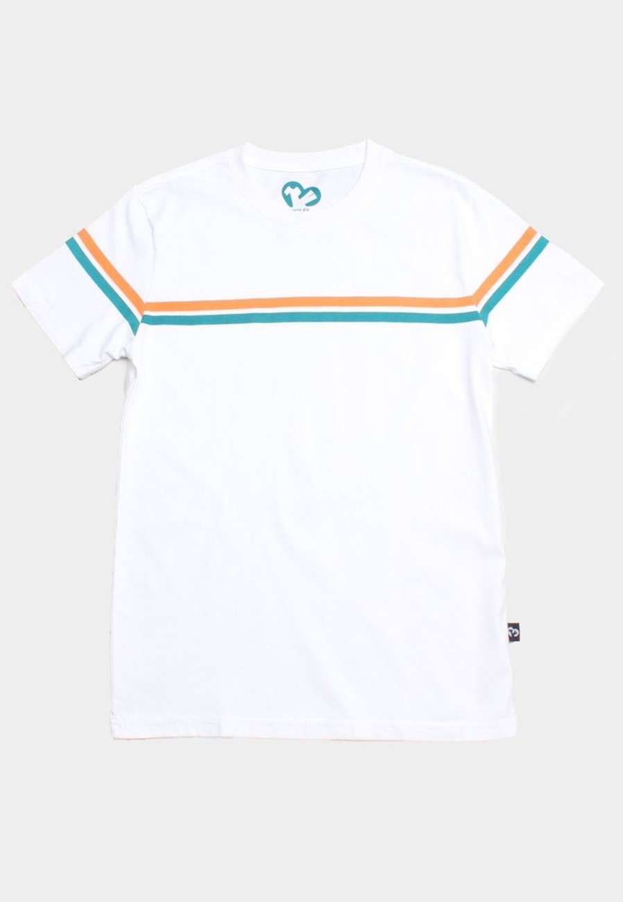 Matching Sets moleyapparels | Twin Colour Stripe T-Shirt White (Men'S T-Shirt)