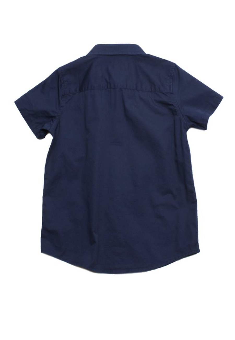 Matching Sets moleyapparels | Classic Double Pocket Short Sleeve Boy'S Shirt Navy