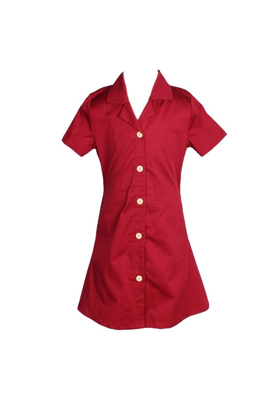 Matching Sets moleyapparels | Classic Cotton Twill Button Down Girl'S Dress Red