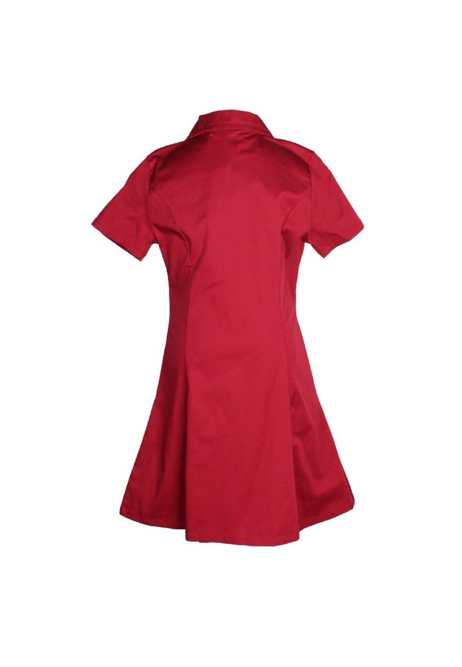 Matching Sets moleyapparels | Classic Cotton Twill Button Down Girl'S Dress Red