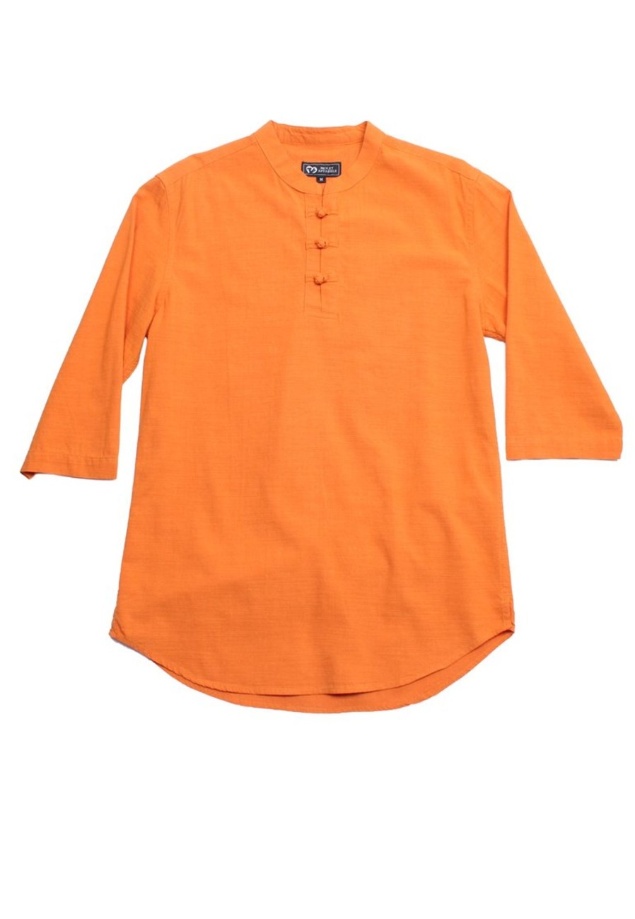 Matching Sets moleyapparels | Oriental Styled 3/4 Sleeve Men'S Shirt Orange