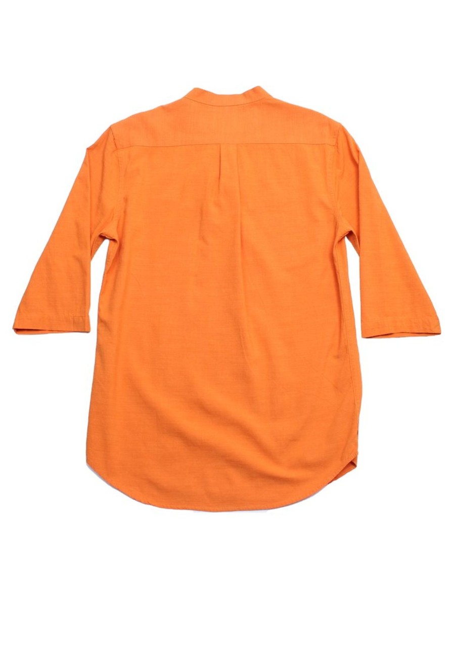 Matching Sets moleyapparels | Oriental Styled 3/4 Sleeve Men'S Shirt Orange