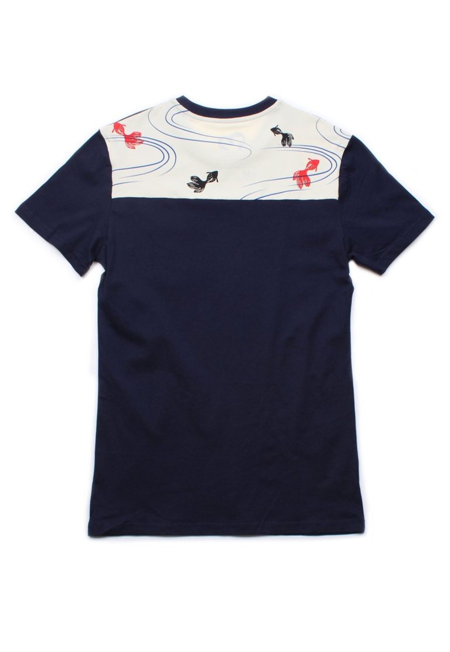 Matching Sets moleyapparels | Fish Print Panel T-Shirt Navy (Men'S T-Shirt)