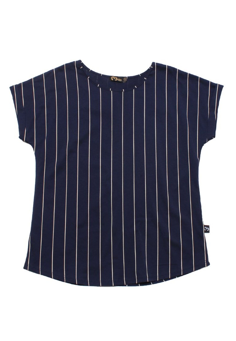 Matching Sets moleyapparels | Baseball Stripes Blouse Navy (Ladies' Top)