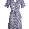 Matching Sets moleyapparels | Peranakan Inspired Print Button Down Dress Navy (Ladies' Dress)