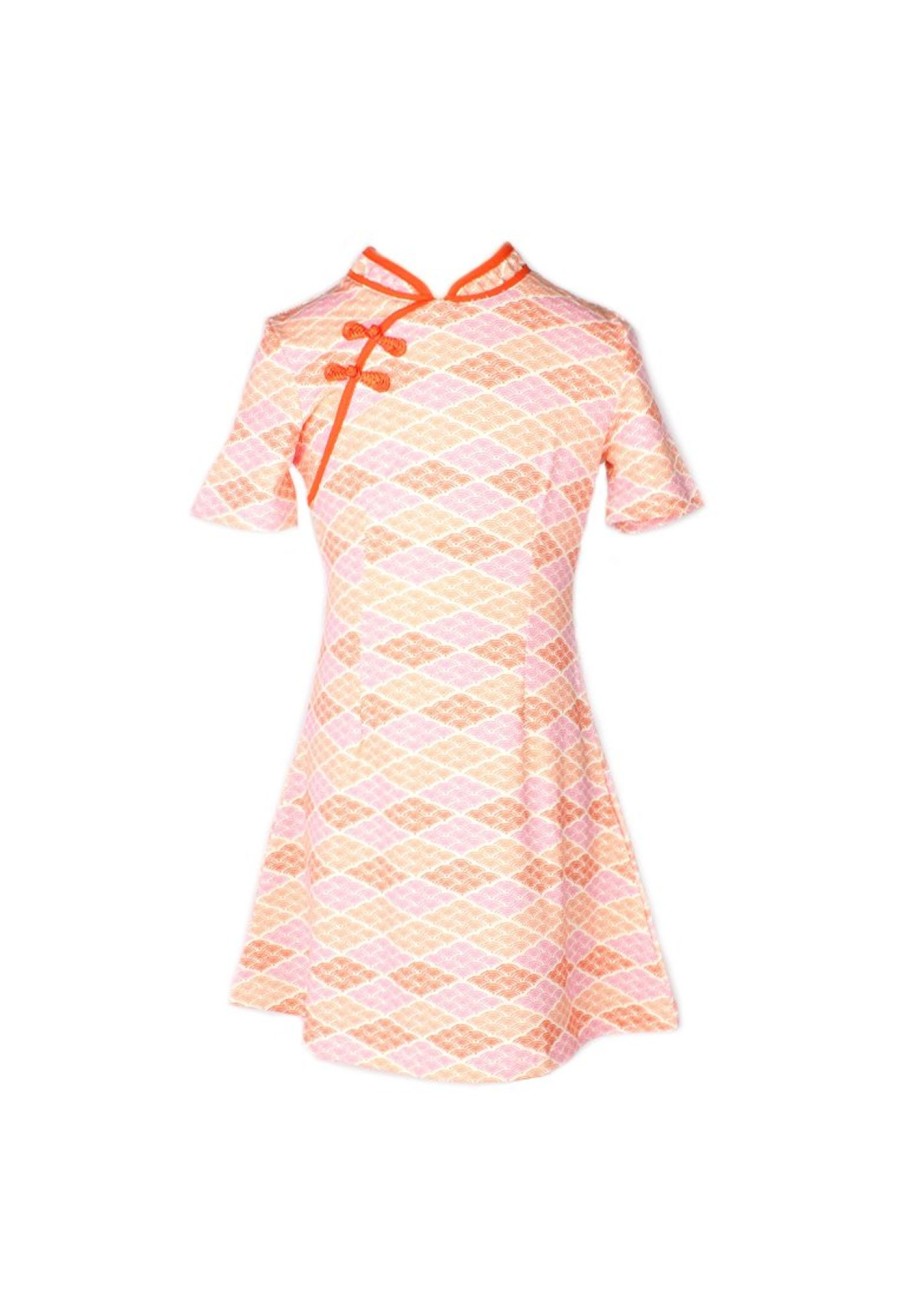 Matching Sets moleyapparels | Classic Motif Print Cheongsam Inspired Dress Pink (Girl'S Dress)