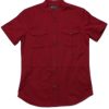 Men moleyapparels | Brushed Cotton Twin Pocket Short Sleeve Shirt Red (Men'S Shirt)