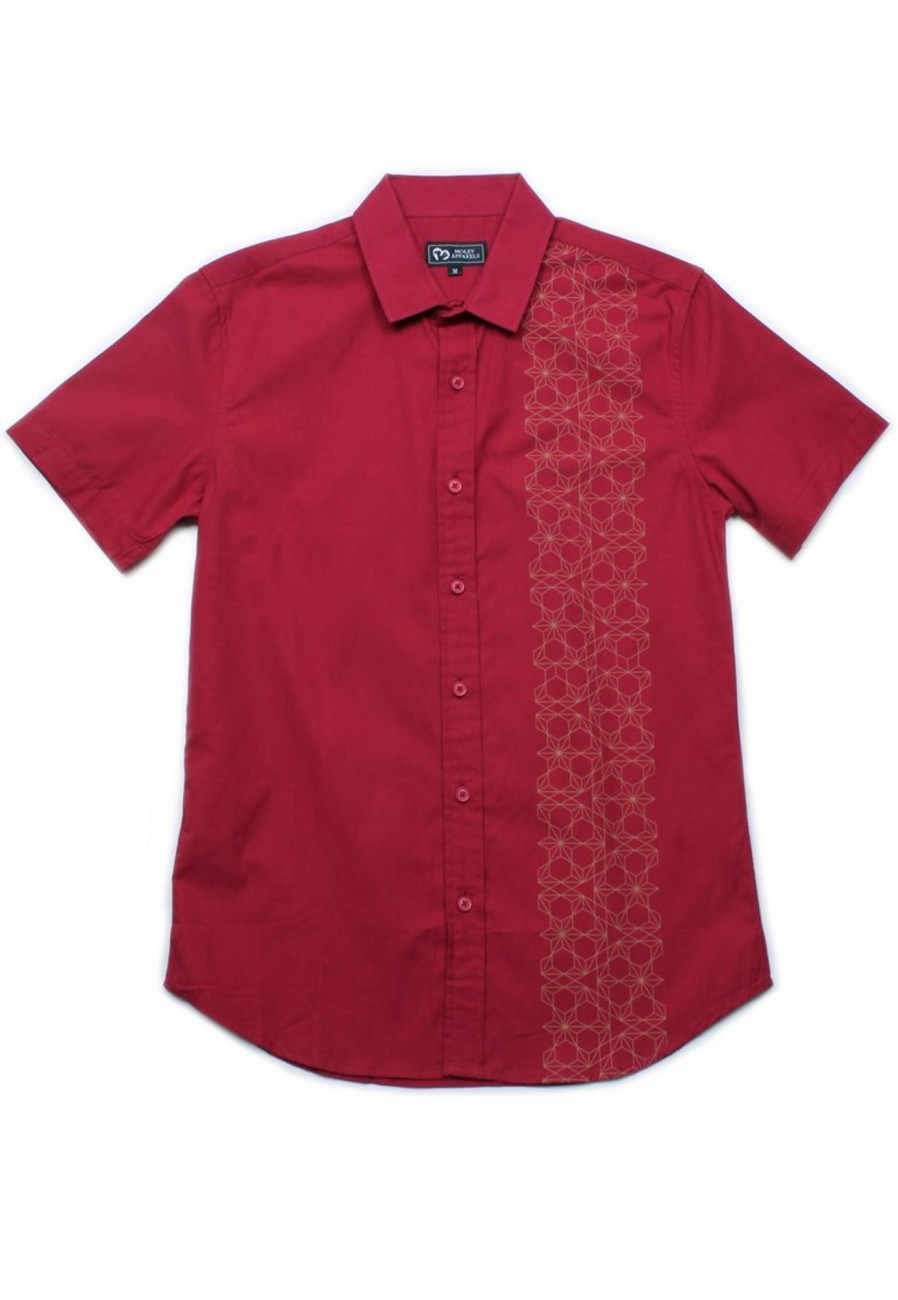 Matching Sets moleyapparels | Ohayo Star Print Short Sleeve Shirt Red (Men'S Shirt)