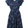 Ladies moleyapparels | Fish Print Nursing Flare Dress Navy (Ladies' Dress)