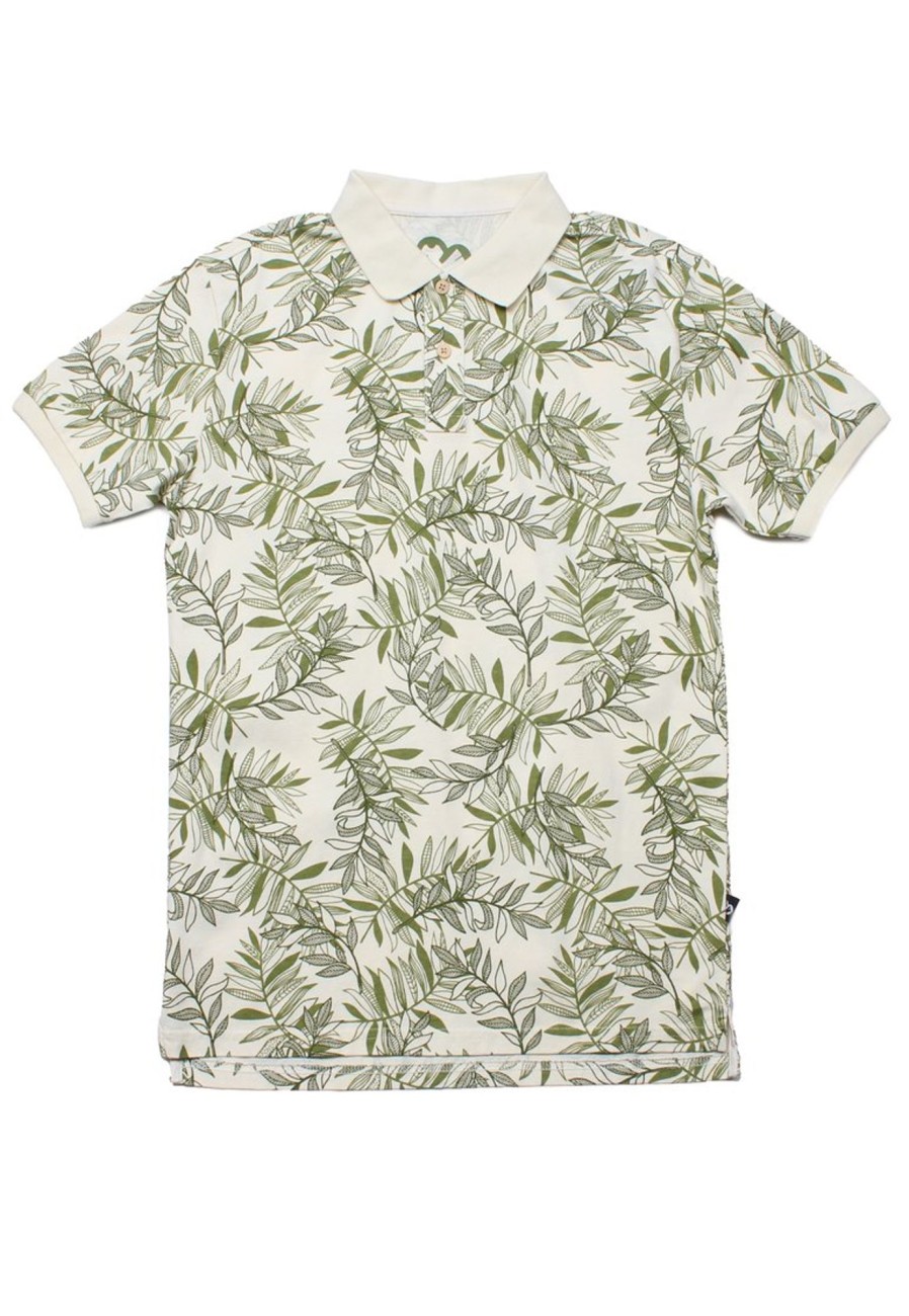 Matching Sets moleyapparels | Tropical Print Polo T-Shirt Cream (Men'S Polo)