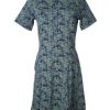 Ladies moleyapparels | Bamboo Print Half-Button Down Dress Navy (Ladies' Dress)