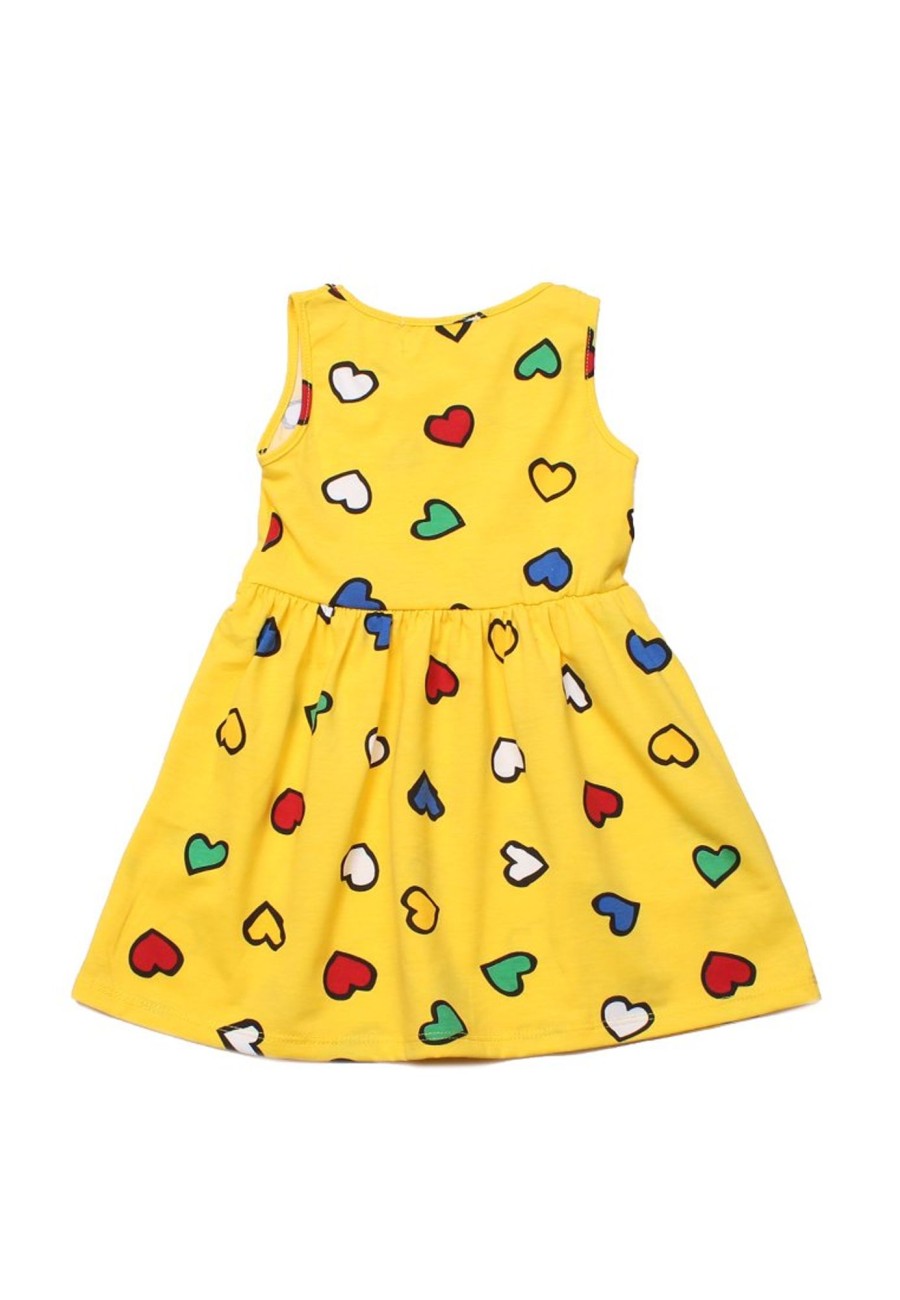 Girls moleyapparels | Colour Hearts Print Dress Yellow (Girl'S Dress)