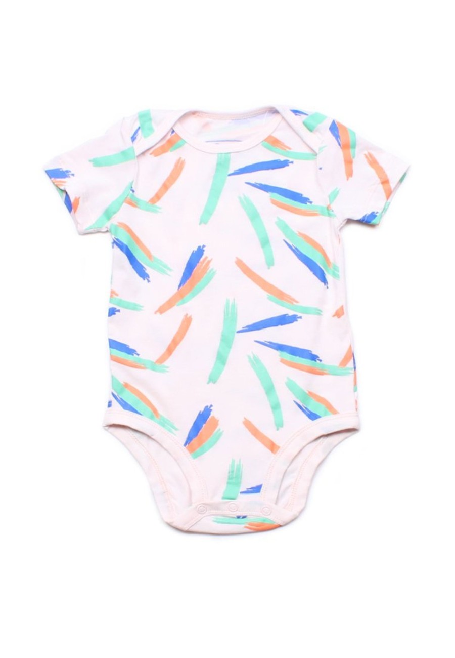 Matching Sets moleyapparels | Paint Brush Print Romper Pink (Baby Romper)