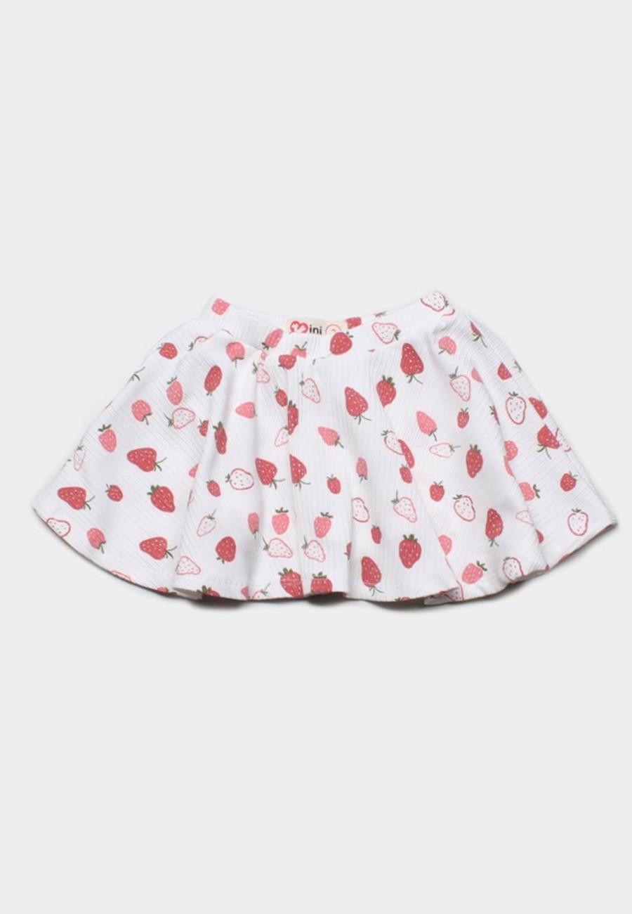 Girls moleyapparels | Strawberries Ribbed Skirt White (Girl'S Bottom)