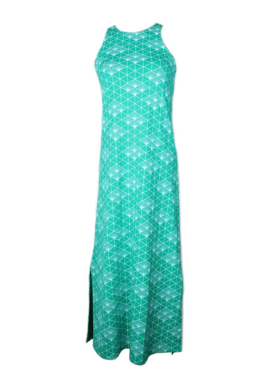 Matching Sets moleyapparels | Japanese Sunray Print Maxi Dress Green (Ladies' Dress)