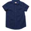 Matching Sets moleyapparels | Weave Print Short Sleeve Shirt Navy (Boy'S Shirt)