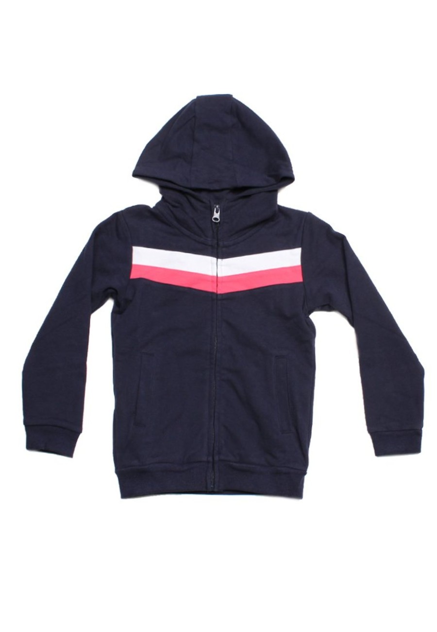 Kids Jackets moleyapparels | Colour Block Chevron Hoodie Jacket Navy (Kids' Jacket)