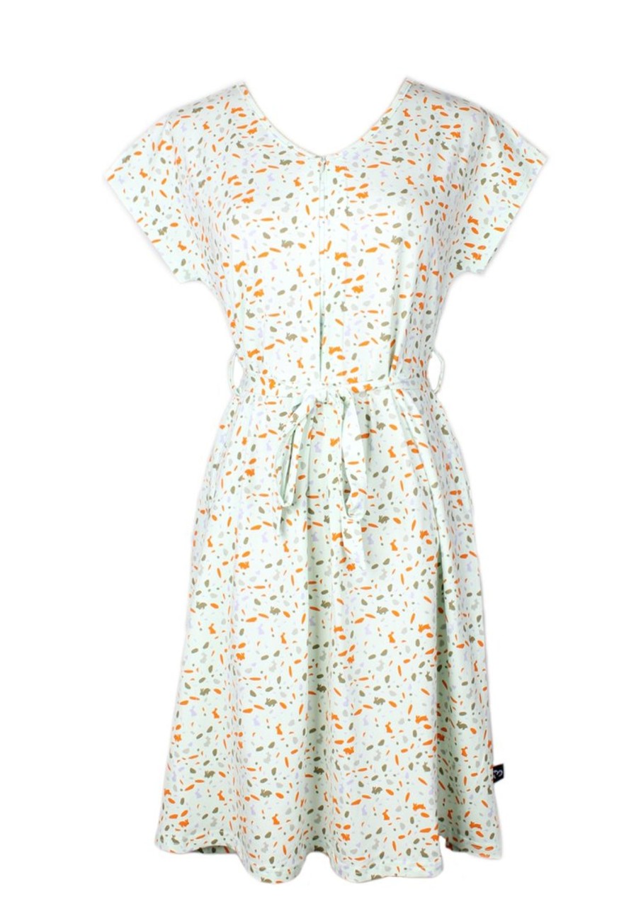 Ladies moleyapparels | Terrazzo Bunny Print Nursing Flare Dress Green (Ladies' Dress)