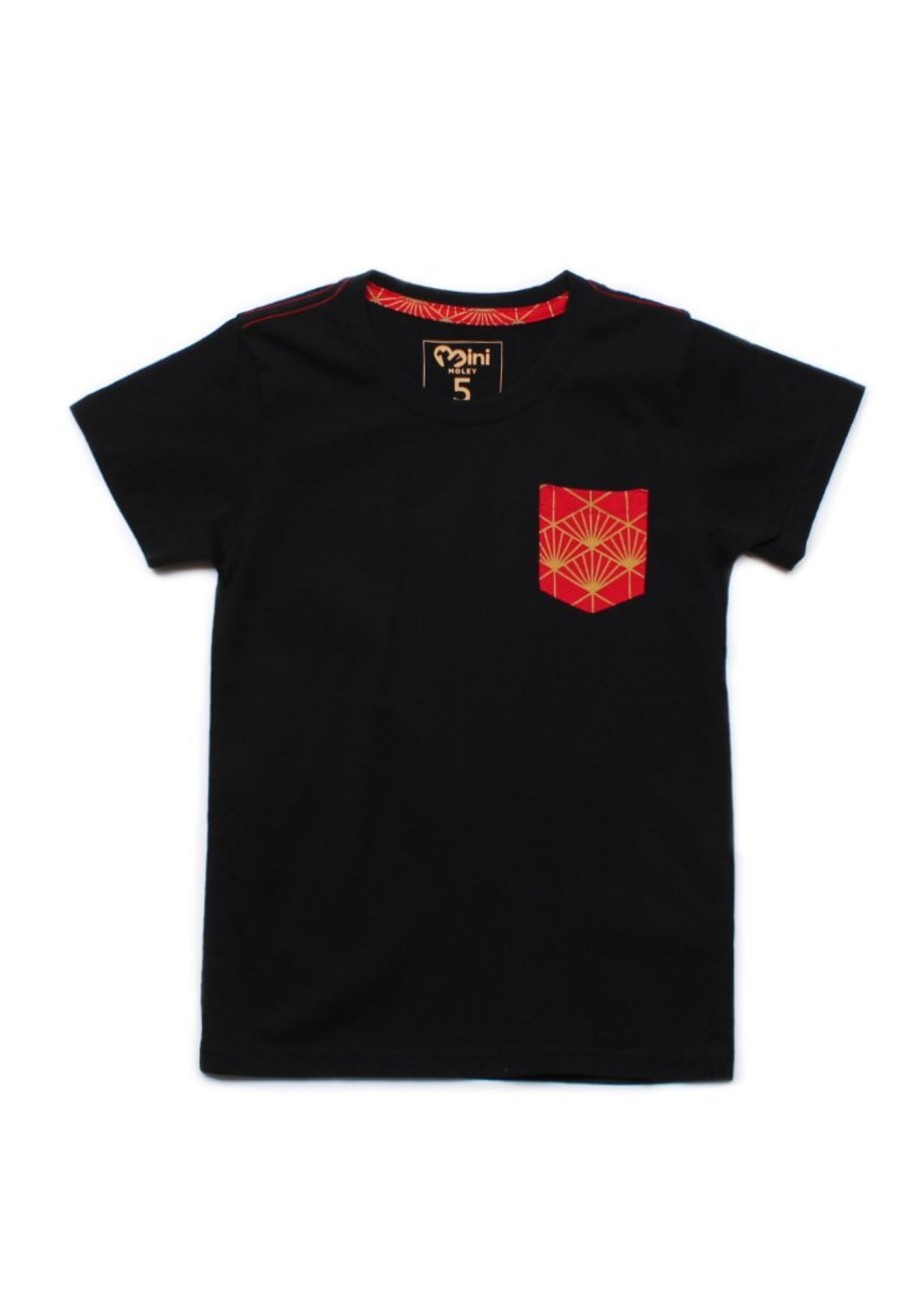 Matching Sets moleyapparels | Japanese Sunray Pocket T-Shirt Black (Boy'S T-Shirt)