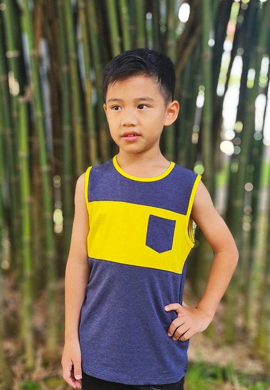 Boys moleyapparels | Colour Block Pocket Singlet Navy (Boy'S Singlet)