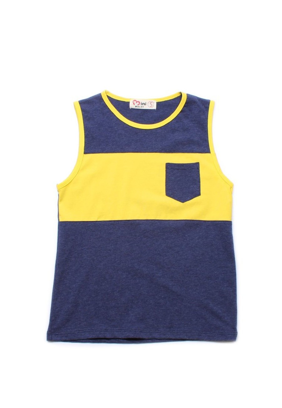 Boys moleyapparels | Colour Block Pocket Singlet Navy (Boy'S Singlet)