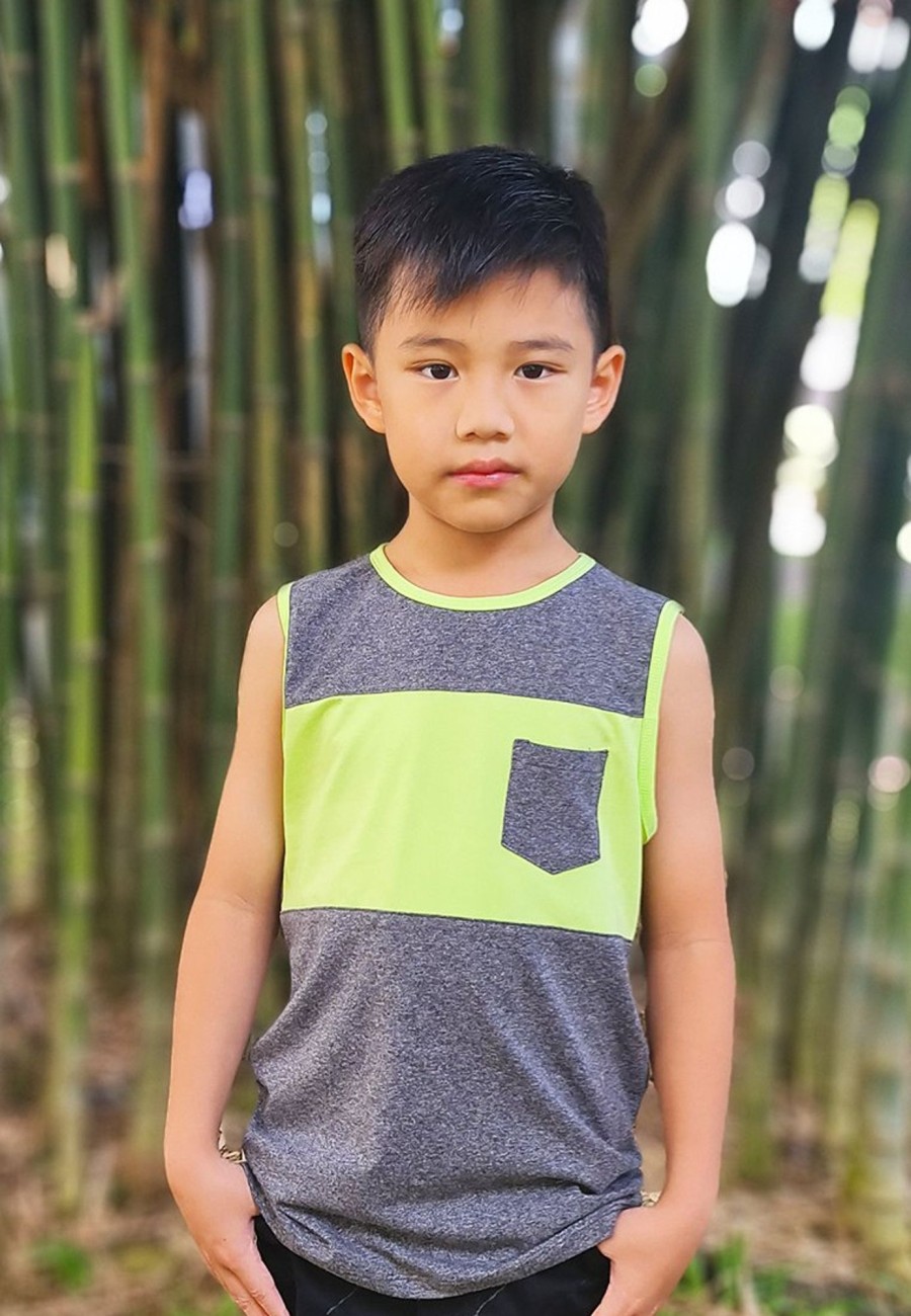 Boys moleyapparels | Colour Block Pocket Singlet Darkgrey (Boy'S Singlet)