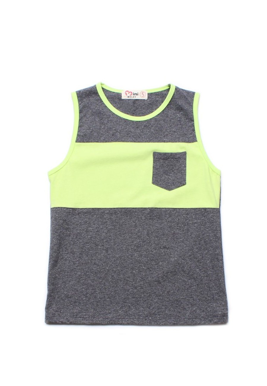 Boys moleyapparels | Colour Block Pocket Singlet Darkgrey (Boy'S Singlet)