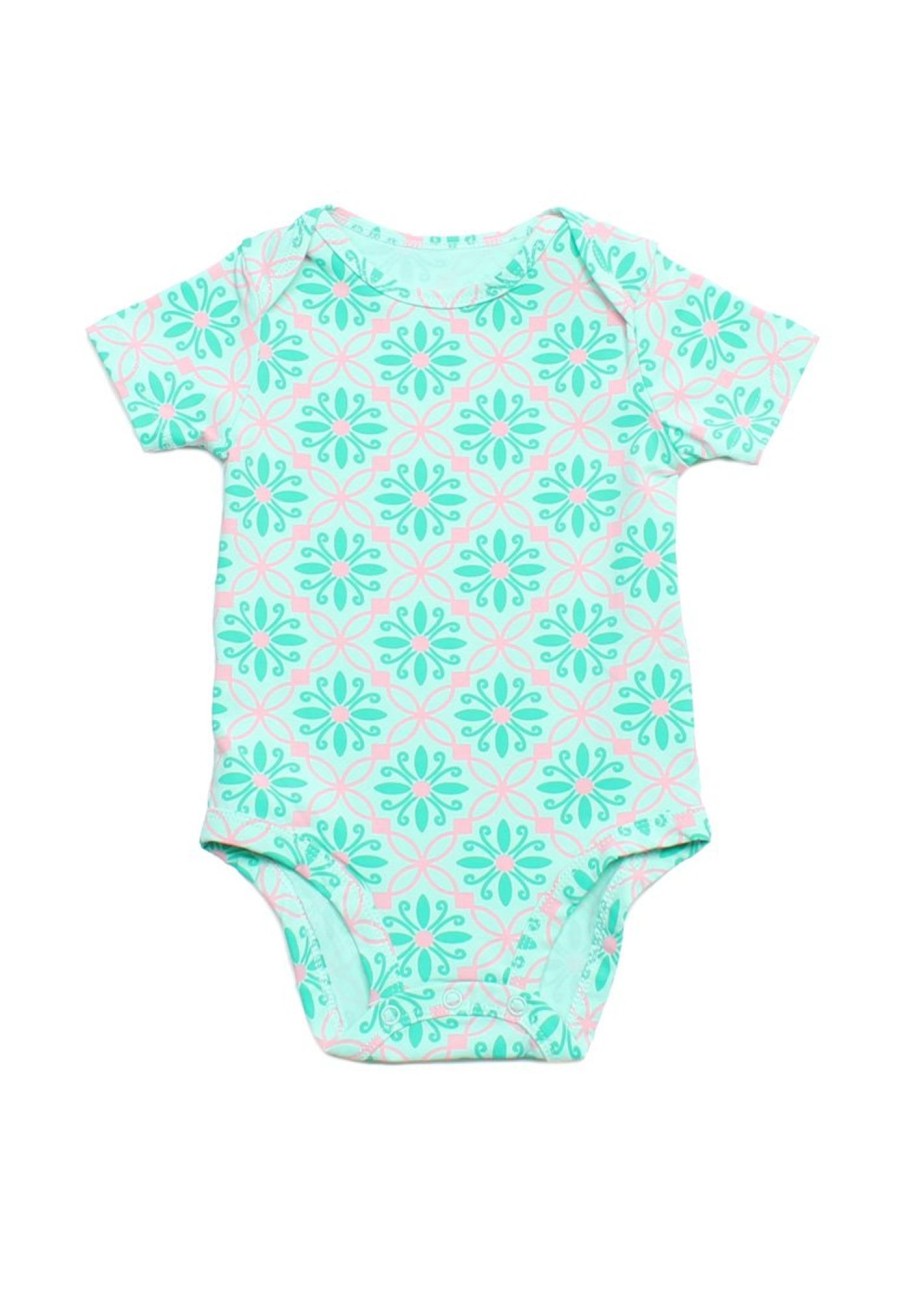 Matching Sets moleyapparels | Peranakan Inspired Print Baby Romper Green