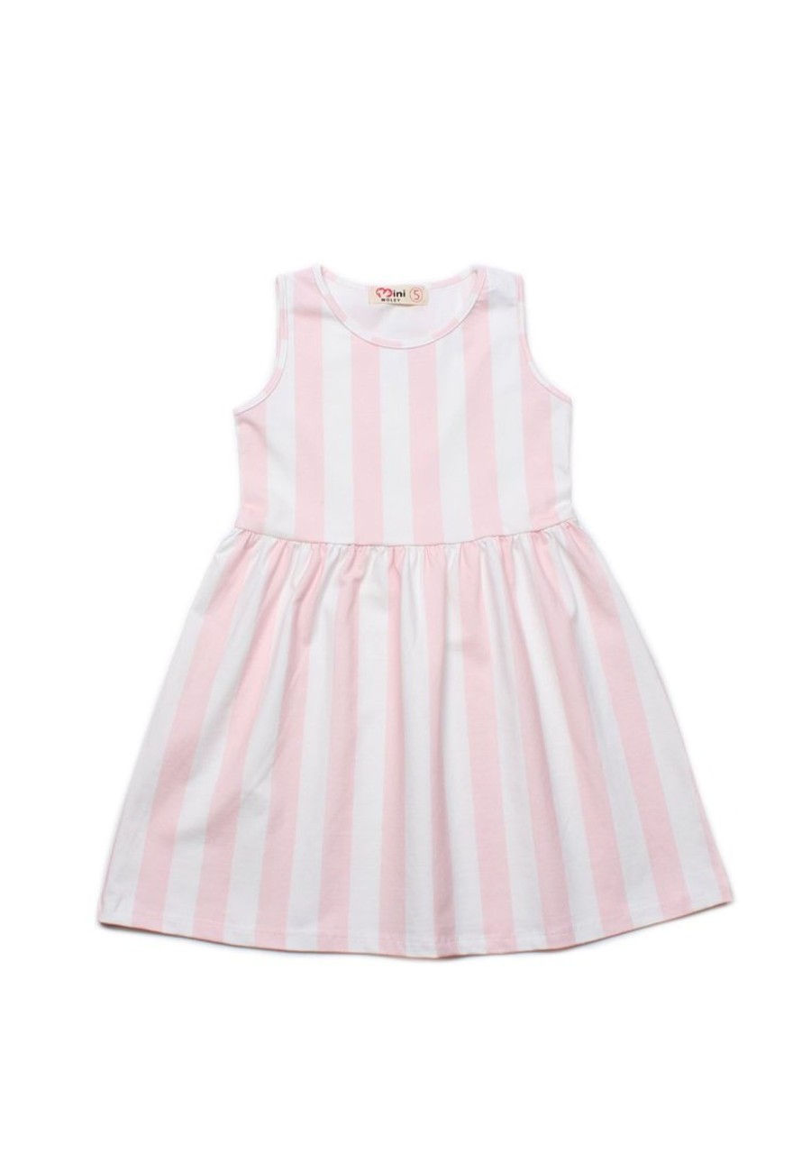 Girls moleyapparels | Striped Print Dress White (Girl'S Dress)