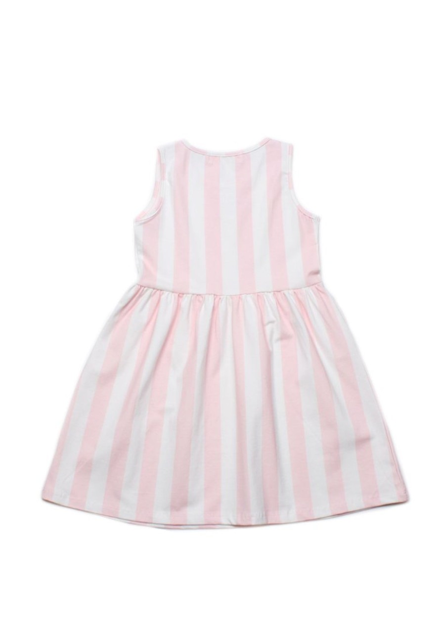 Girls moleyapparels | Striped Print Dress White (Girl'S Dress)