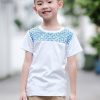 Boys moleyapparels | Batik Florets Print Panel T-Shirt White (Boy'S T-Shirt)