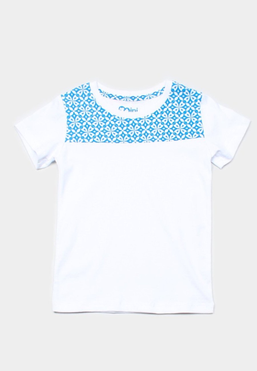 Boys moleyapparels | Batik Florets Print Panel T-Shirt White (Boy'S T-Shirt)