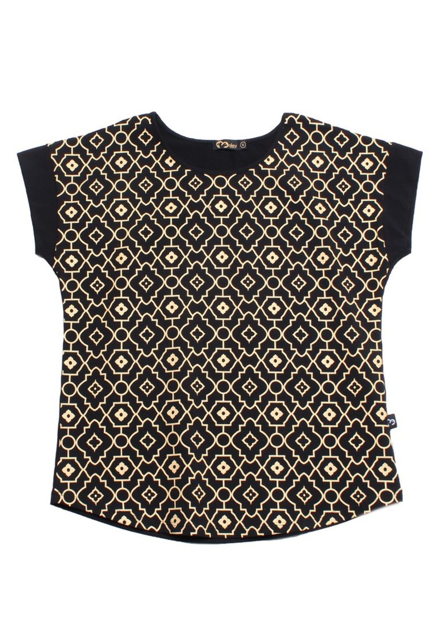 Ladies moleyapparels | Tribal Pattern Print Blouse Black (Ladies' Top)