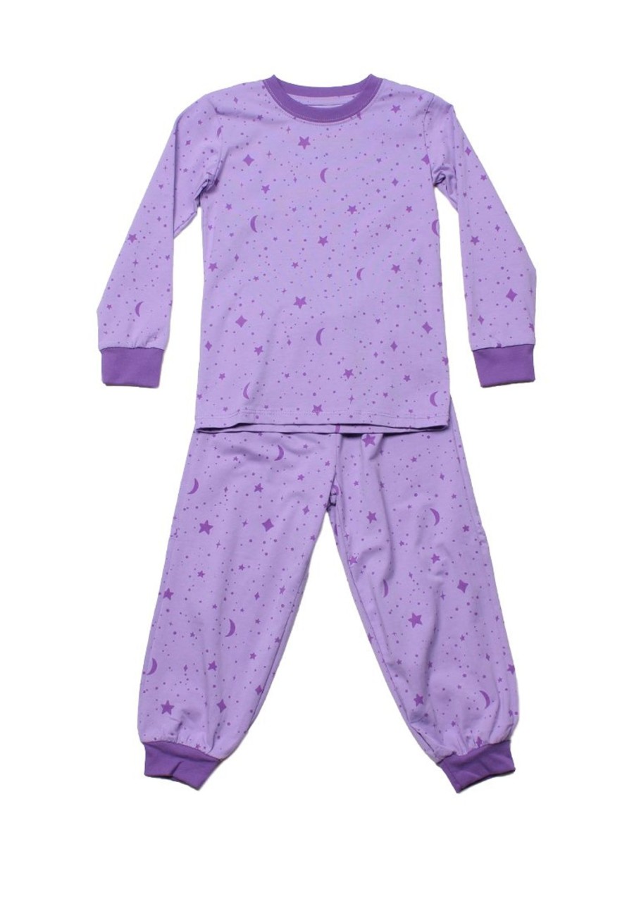 Matching Sets moleyapparels | Starry Night Print Pyjamas Set Purple (Kids' Pyjamas)