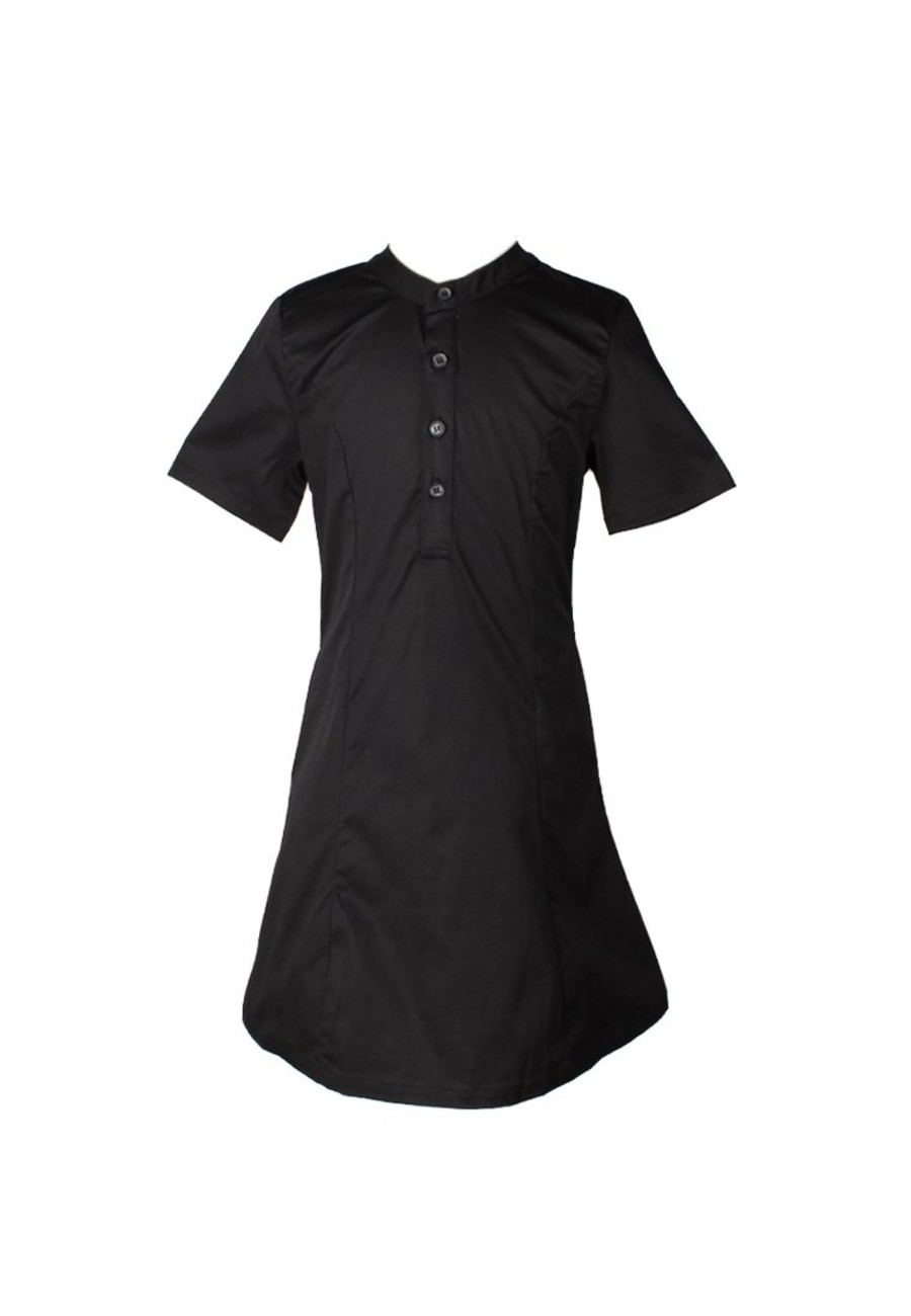 Matching Sets moleyapparels | Brushed Cotton Half-Button Down Dress Black (Girl'S Dress)