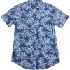 Men moleyapparels | Tropical Print Short Sleeve Shirt Blue (Men'S Shirt)